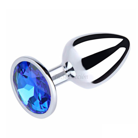 Plug Anal de Metal Acero Mediano Perla Azul 8 x 3 cm. sexshop Anales