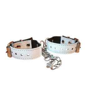 Esposas Finas Sado con cadena | Color Blanco cuero sadomasoquismo b...