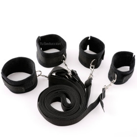 Kit de Esposas y Correas para Cama Bondage cuero sadomasoquismo bon...