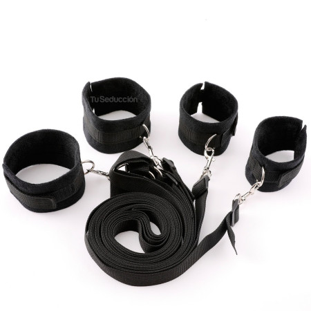 Kit de Esposas y Correas para Cama Bondage cuero sadomasoquismo bon...