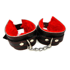 Esposas Chicas Peluche Rojo con Cadena cuero sadomasoquismo bondage...