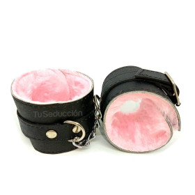 Esposas Grandes Peluche Rosa con Cadena cuero sadomasoquismo bondag...