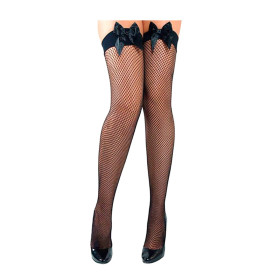 Medias de Red con Puño y Moño Negro Pasionel