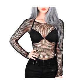 Camiseta de Red Manga Larga Negra Pasionel