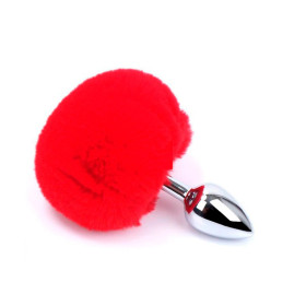 Plug Anal Grande Cola de Conejo Roja