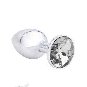Plug Anal Grande de Acero Joya Plateada