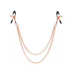 Pezoneras Con Pinza y Doble Cadena Dorada