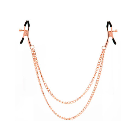 Pezoneras Con Pinza y Doble Cadena Dorada