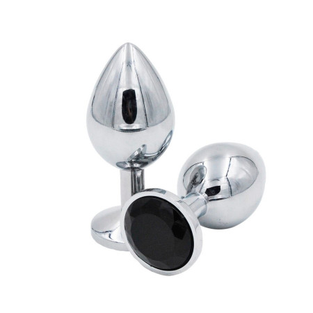 Plug Anal de Metal Pequeño Perla Negra 7 x 2.5 cm.