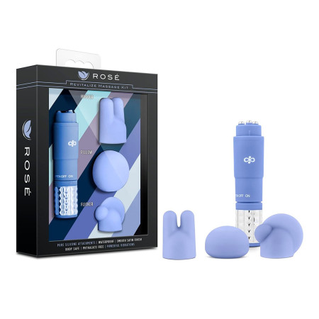 Vibrador Estimulador de Clítoris Puntas Intercambiables Azul Rosé