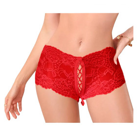 Culote Sexy Puntilla Rojo Con Cinta Pasionel