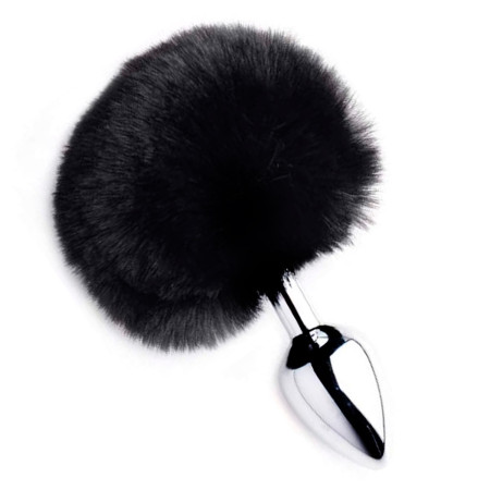 Plug Anal Grande Cola de Conejo Negra