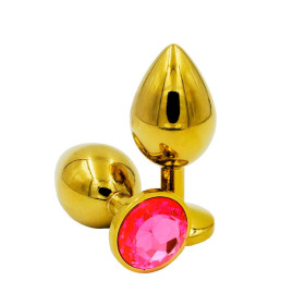 Plug Anal Dorado Mediano Perla Rosa