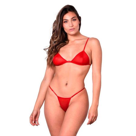 Conjunto de Tul Semi Transparente Regulable Rojo Malena