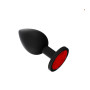 Plug Anal Pequeño de Silicona Negro Joya Roja
