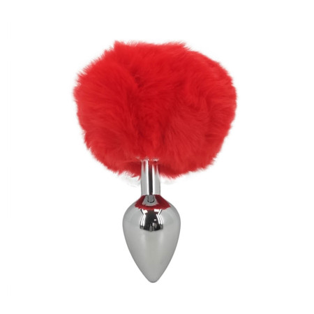 Plug Anal Mediano Cola de Conejo Rojo