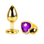 Plug Anal Dorado Joya Corazón Violeta 7 x 2,7 cm